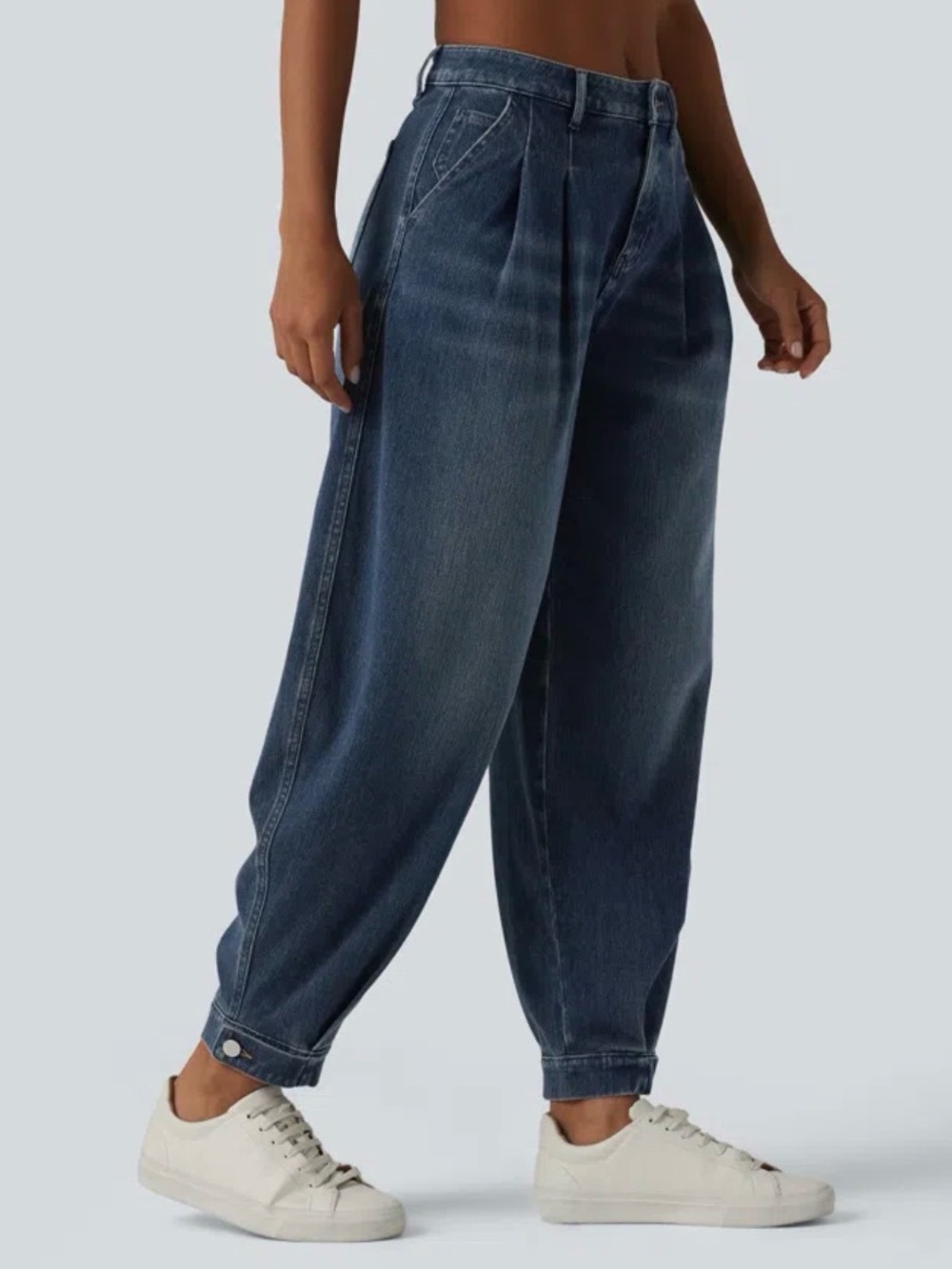 HALARA Women's baggy balloon soft strechy Jeans in Dark Indigo Wash
